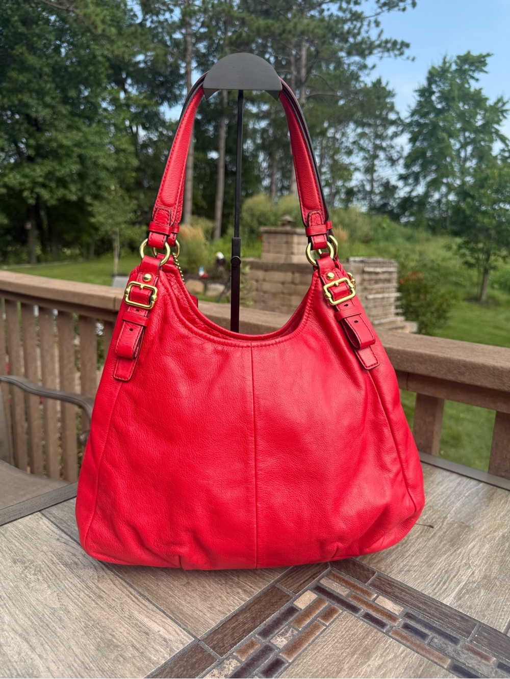 EUC Coach Madison Abigail Shoulder Bag Red Pebbled Leather Vintage Y2K - Picture 5 of 15